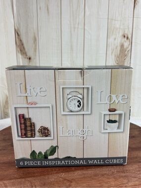 6 pieces White 'Live Love Laugh' Wall Cubes - Inspirational Home Display